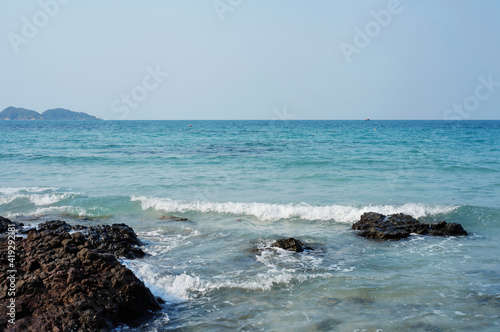 Sea and rock background, Seascape background © seksanwangjaisuk