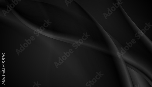 Abstract black smooth blurred waves elegant vector background