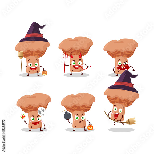 Halloween expression emoticons with cartoon character of niscalo