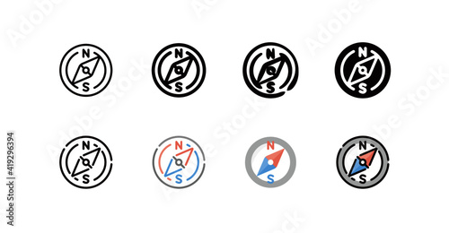 Compass Icon Set (8 different style vector icon set)
