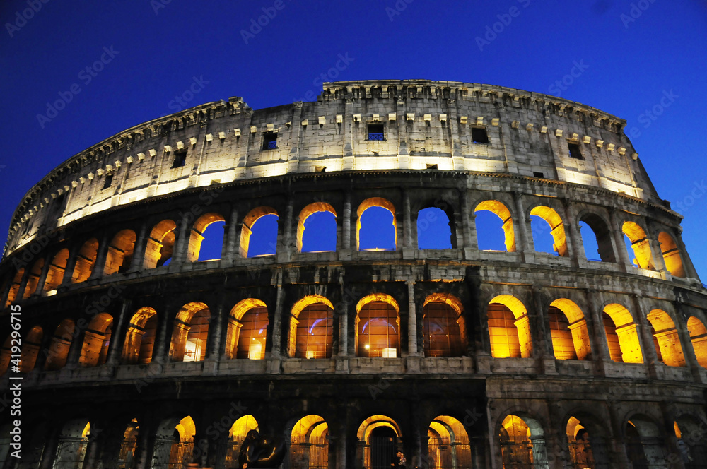 Rome colosseum at night