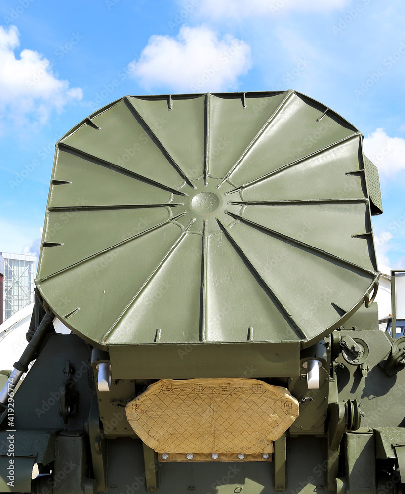 Detail of the russian self-propelled artillery gun, rear view
