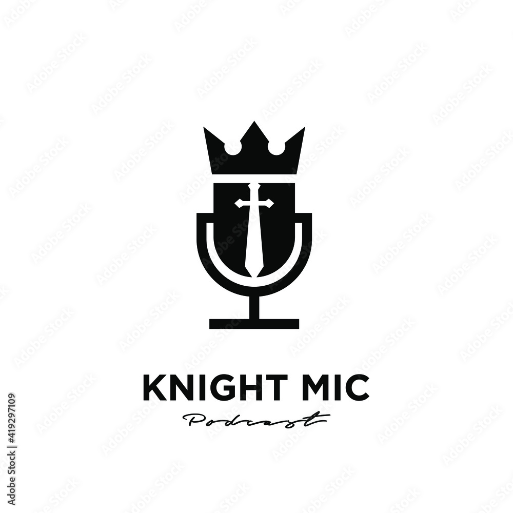 king crown knight podcast logo icon design king crown knight podcast logo icon design