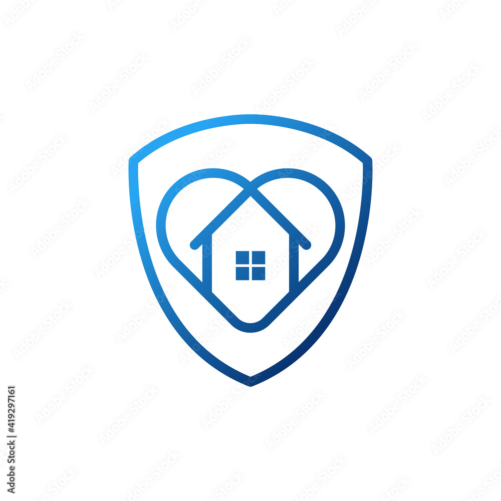 Obraz premium Stay at Home Logo Icon Vector design illustration. Home with Love icon design concept. Home with heart shape icons shows messages 