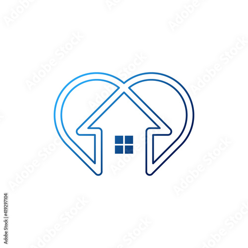 Stay at Home Logo Icon Vector design illustration. Home with Love icon design concept. Home with heart shape icons shows messages "stay home" or "stay safe" during Corona virus (COVID-19) pandemic