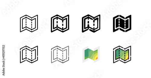 Map Icon Set (8 different style vector icon set)