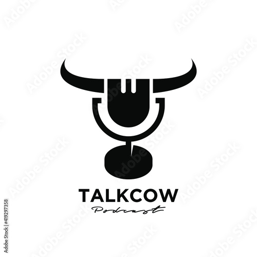 podcast cow logo icon design