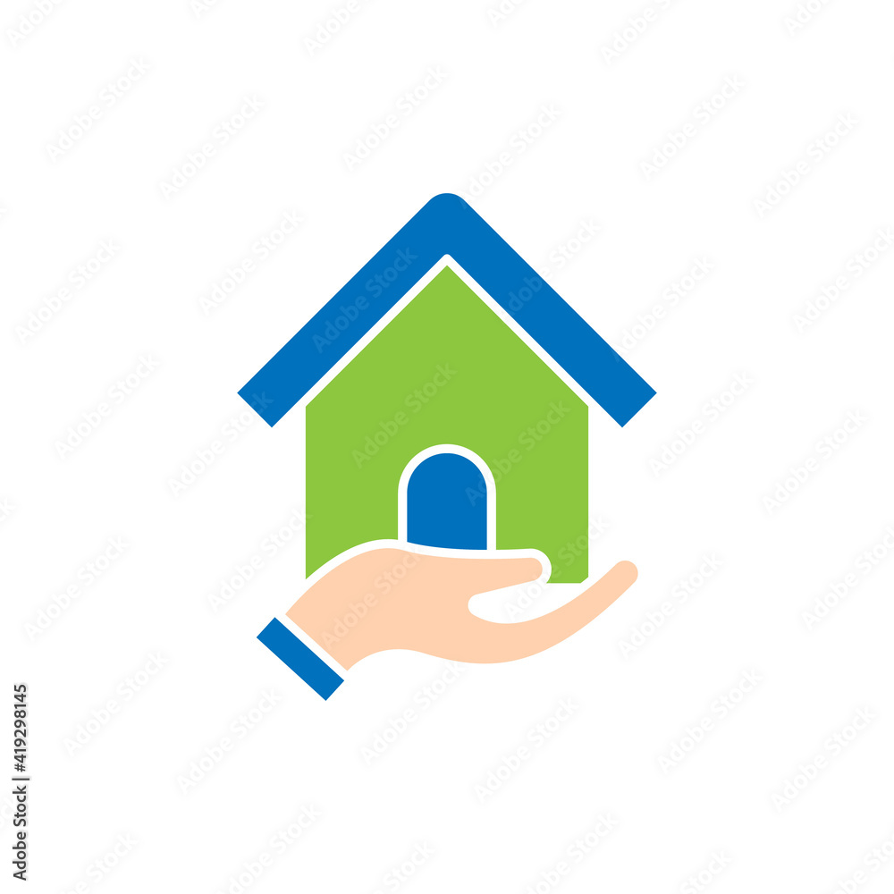Home with Hand Logo icon vector design illustration. Home with Hand Logo icon design concept for Home, Real Estate, Building, Apartment, construction and architecture business. Home with Hand Logo icon vector design illustration. Home with Hand Logo icon design concept for Home, Real Estate, Building, Apartment, construction and architecture business.
