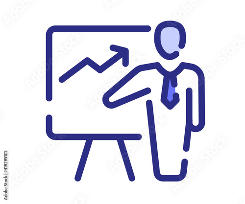 presentation pitching meeting single isolated icon with dash or dashed line style