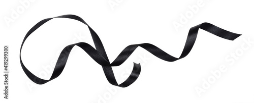 Waved black silk ribbon iso...