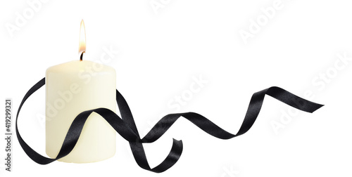 Waved black silk ribbon and...