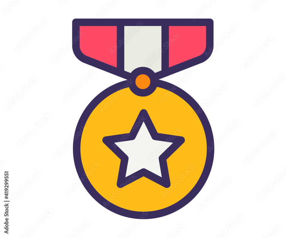 medal award achievement single isolated icon with filled line style medal award achievement single isolated icon with filled line style