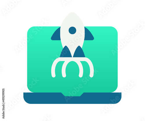 laptop launch startup single isolated icon with gradient style
