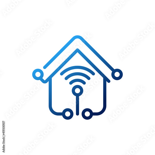 Smart Home Connection Icon Logo Vector design illustration. Smart home logo icon with wireless connection concept. Trendy Smart House vector icon flat design for website, symbol, logo, sign, app, UI