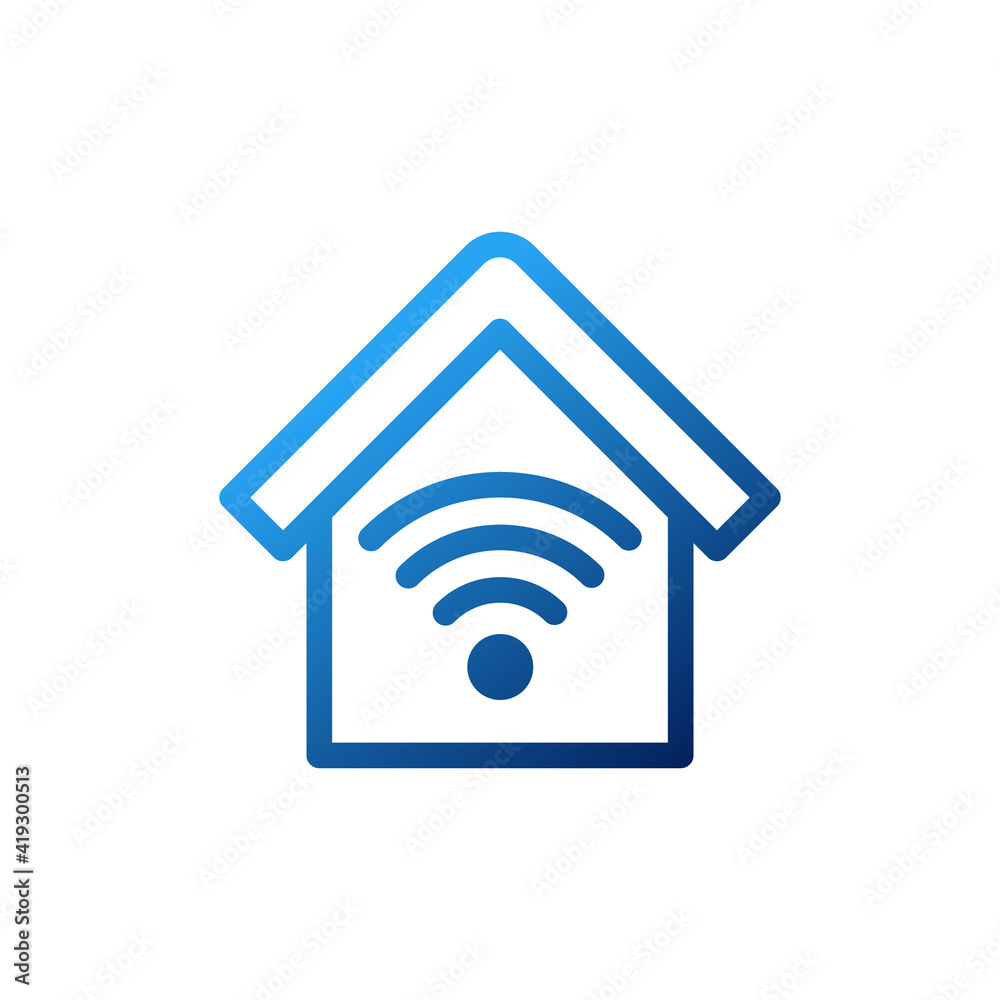 Smart Home Connection Icon Logo Vector design illustration. Smart home logo icon with wireless connection concept. Trendy Smart House vector icon flat design for website, symbol, logo, sign, app, UI Smart Home Connection Icon Logo Vector design illustration. Smart home logo icon with wireless connection concept. Trendy Smart House vector icon flat design for website, symbol, logo, sign, app, UI