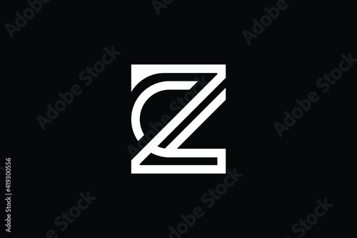 ZC logo letter design on luxury background. CZ logo monogram initials letter concept. ZC icon logo design. CZ elegant and Professional letter icon design on black background. C Z ZC CZ