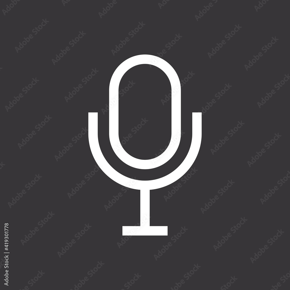 Microphone icon on grey background Microphone icon on grey background