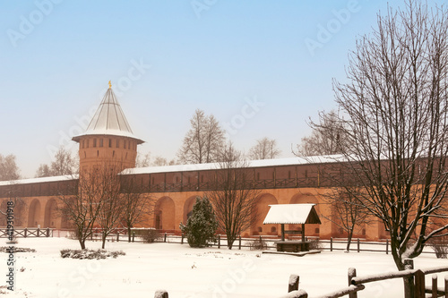 Tower and walls of the Spaso-Evfimiev Monastery. Suzdal, Vladimir region
