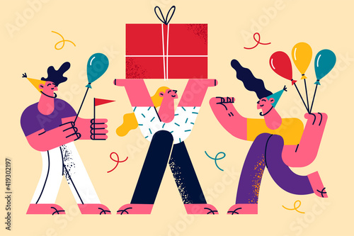 Celebrating holiday, party, having fun concept