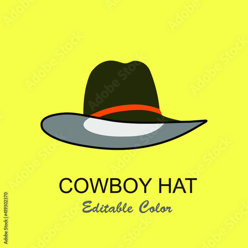 cowboy hat color editable flat vector illustration