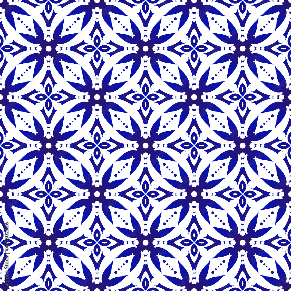 batik pattern blue and white