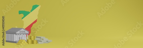 Bank with gold coins in Republic of Congo
for social media tv and website background covers can be used to display data or infographics in 3d rendering. photo