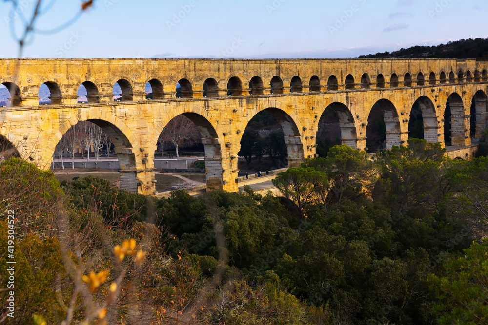 Pont du Gard, an ancient Roman bridge in southern France in Europe