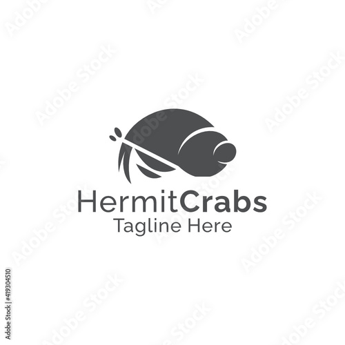 Simple silhouette hermit crabs logo design
