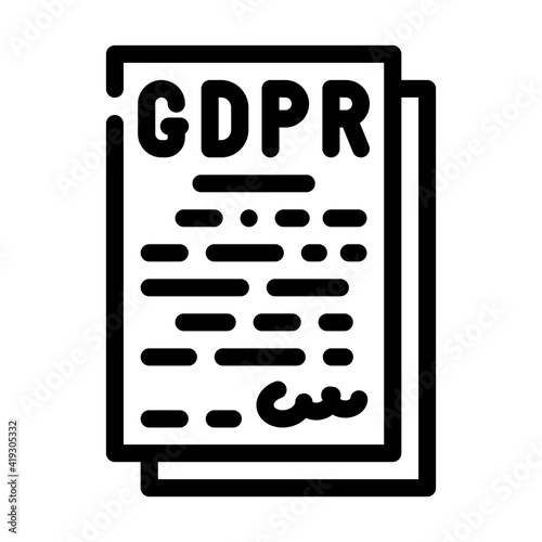 gdpr general data protection regulation in european union line icon vector illustration
