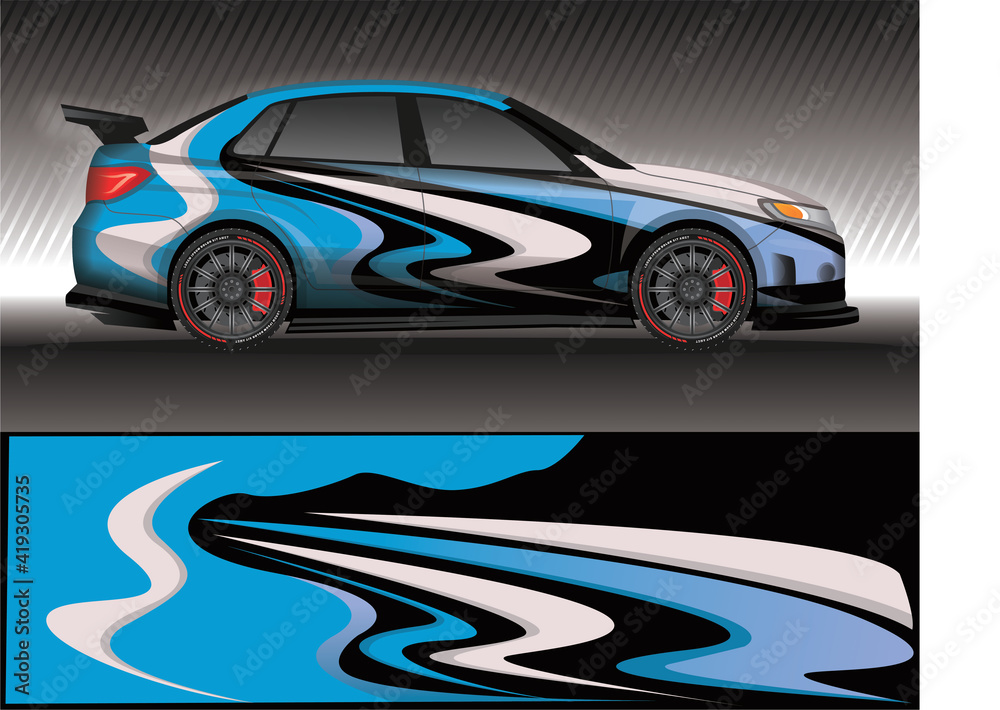 wrap car decal livery,rally race style vector illustration abstract background