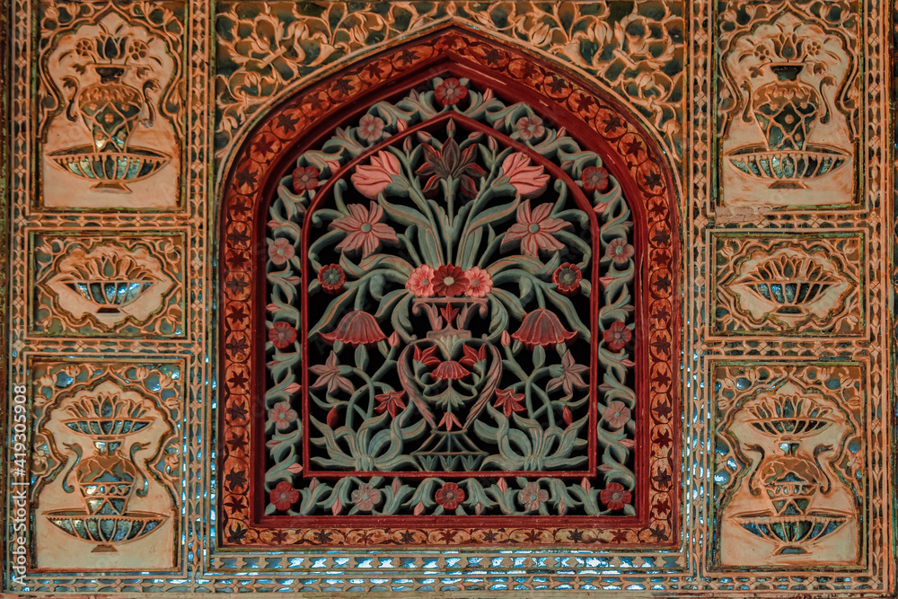 Antique design in Amer Fort, Rajasthan