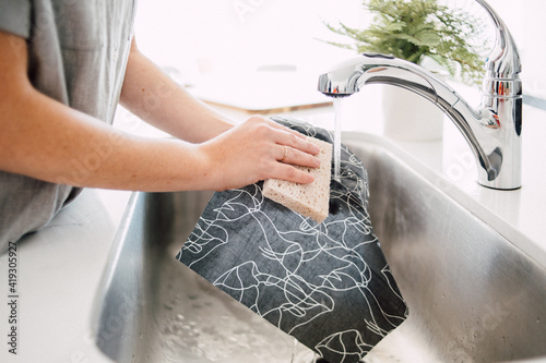 Washing Wrap in Modern Clean Sink