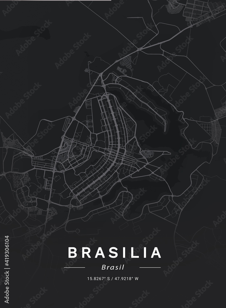 Map of Brasilia, Brasil