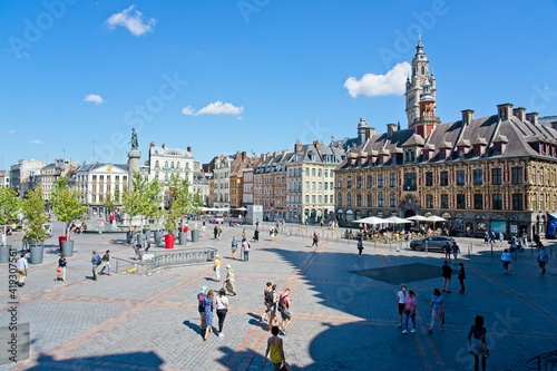 Lille France - 4 August 2020 -Town square (Place Charles de Gaulle) in Lille in France photo