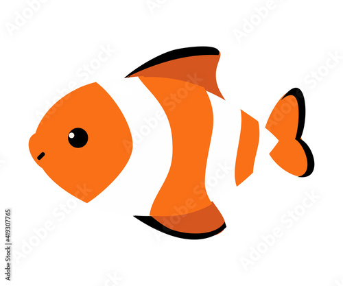 Striped Fish as Sea Animal Floating Underwater Vector Illustration