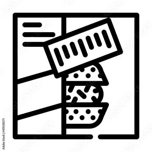 sets of cooked meals line icon vector illustration