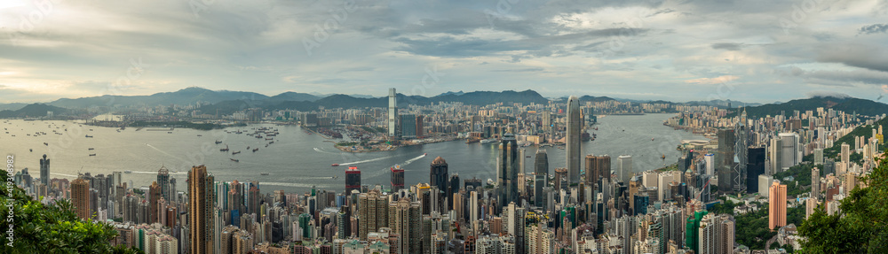 Obraz premium Victoria Harbor view from the Peak at day, Hong Kong