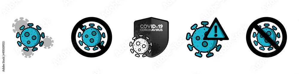 Covid 19 Corona Virus Symbol Icons - Different Vector Illustrations Isolated On White Background Covid 19 Corona Virus Symbol Icons - Different Vector Illustrations Isolated On White Background