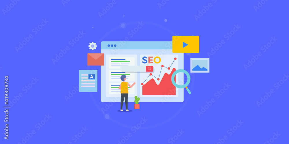 Seo analytics expert, big data business intelligence and analytics seo software, marketing analytics, seo kpi metrics concept. Flat design web banner template. Seo analytics expert, big data business intelligence and analytics seo software, marketing analytics, seo kpi metrics concept. Flat design web banner template.