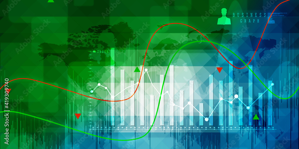 2d rendering Stock market online business concept. business Graph 2d rendering Stock market online business concept. business Graph