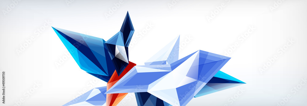 Vector 3d triangles and pyramids abstract background for business or technology presentations, internet posters or web brochure covers
