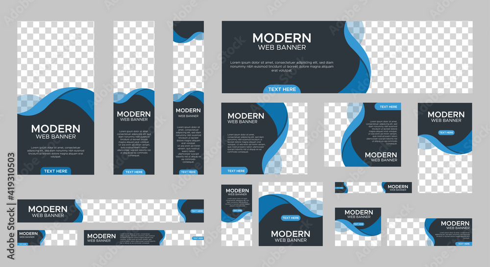 set of modern web banners of standard size with a place for photos ...