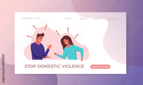 Angry, arguing couple of people shouting vector illustration.