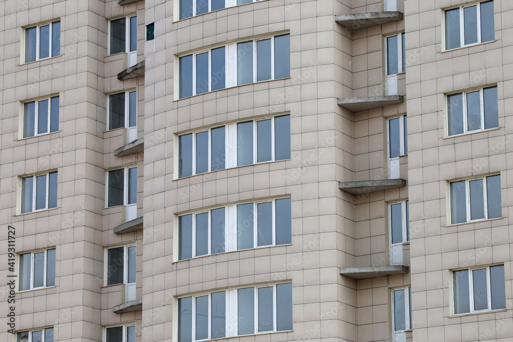 The background of windows of the building