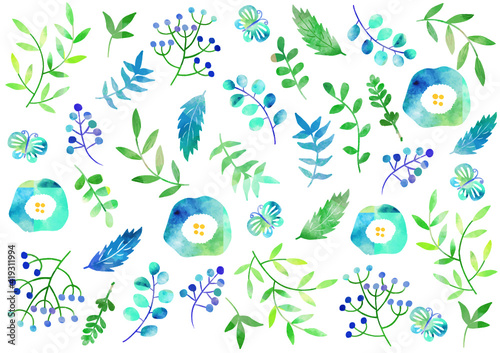 北欧風_水彩_草花柄