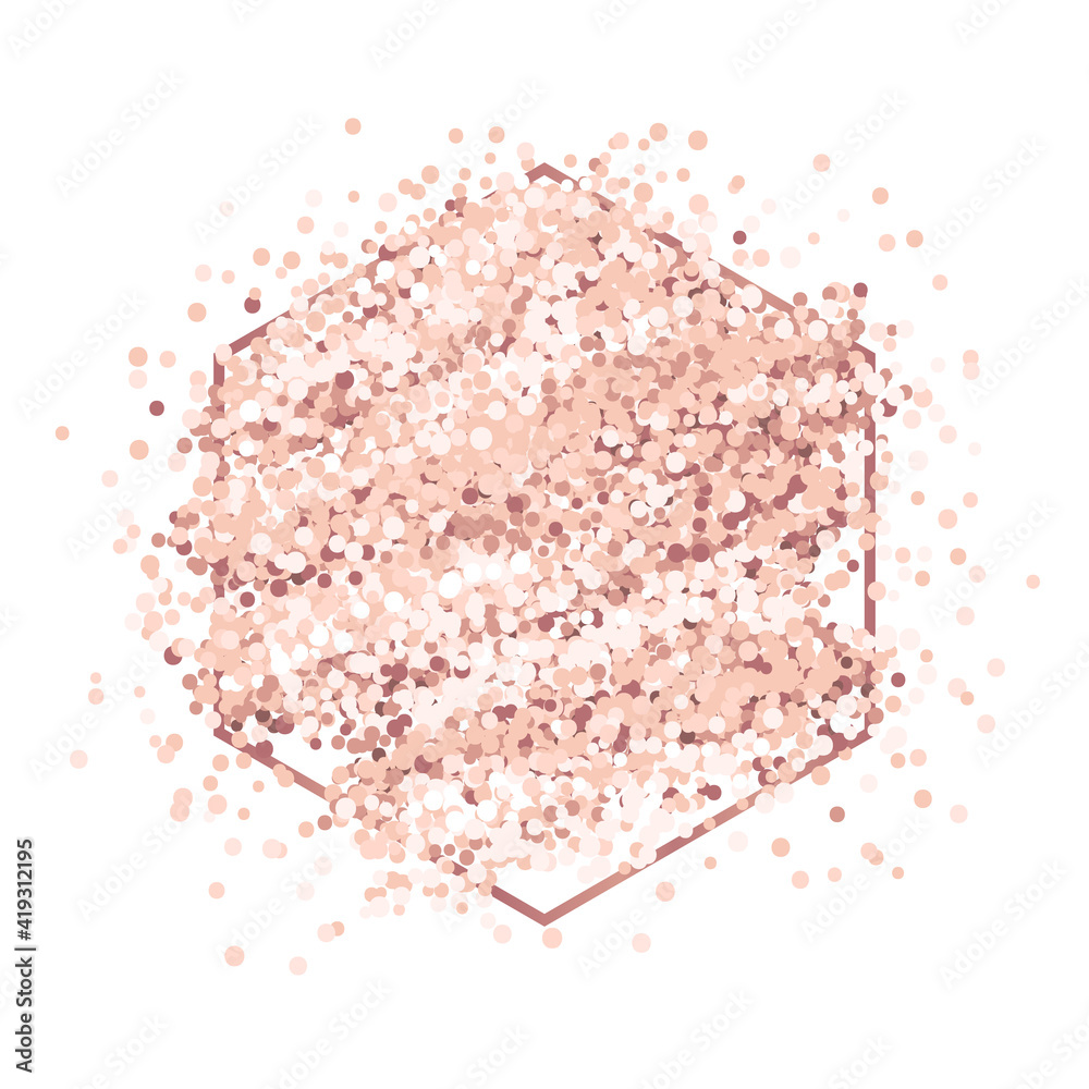 Rhombus frame with pink gold glitter on a white background. Design for save the date, birthday party, wedding card, merry christmas etc. Rhombus frame with pink gold glitter on a white background. Design for save the date, birthday party, wedding card, merry christmas etc.