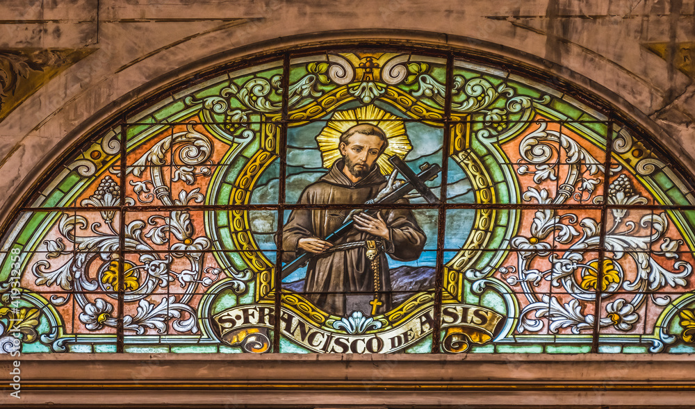 Saint Francis Stained Glass Metropolitan Cathedral Basilica Santiago Chile