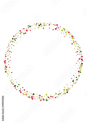 Confetti Red Science Background. Grid Dot Frame. Green Carnival Rhombus Wallpaper. Geometric Side Illustration.