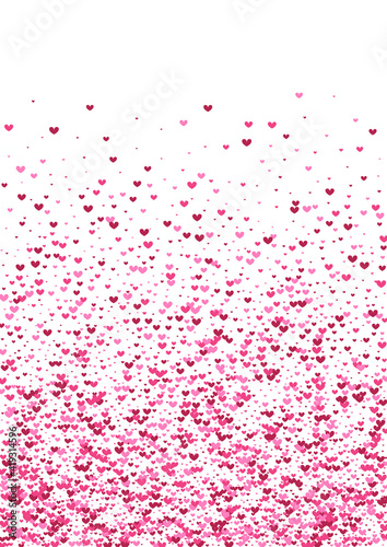Pink Small Confetti Background. Purple Date Frame. Red Heart Valentin. Rose Many Illustration. Girl Texture.