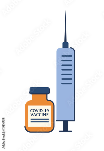 Time of vaccination against covid-19. Virus protection. Checking for antibodies and test result. Isolated concept on white background. Vector